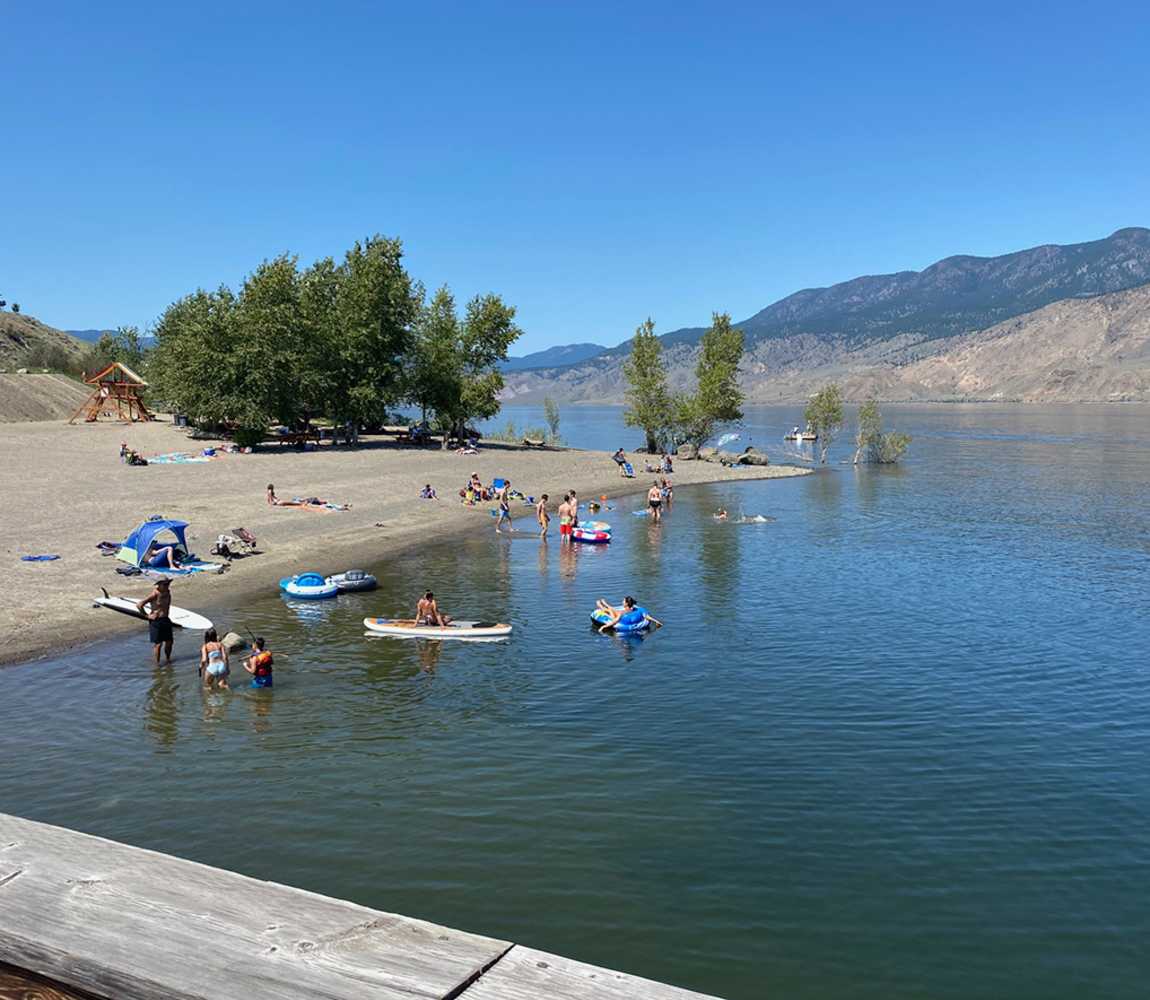 Enjoying water activities at the beach at Bruker Marina