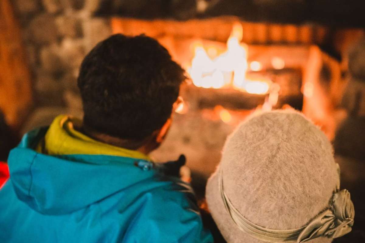 Harper Mountain lodge fireplace