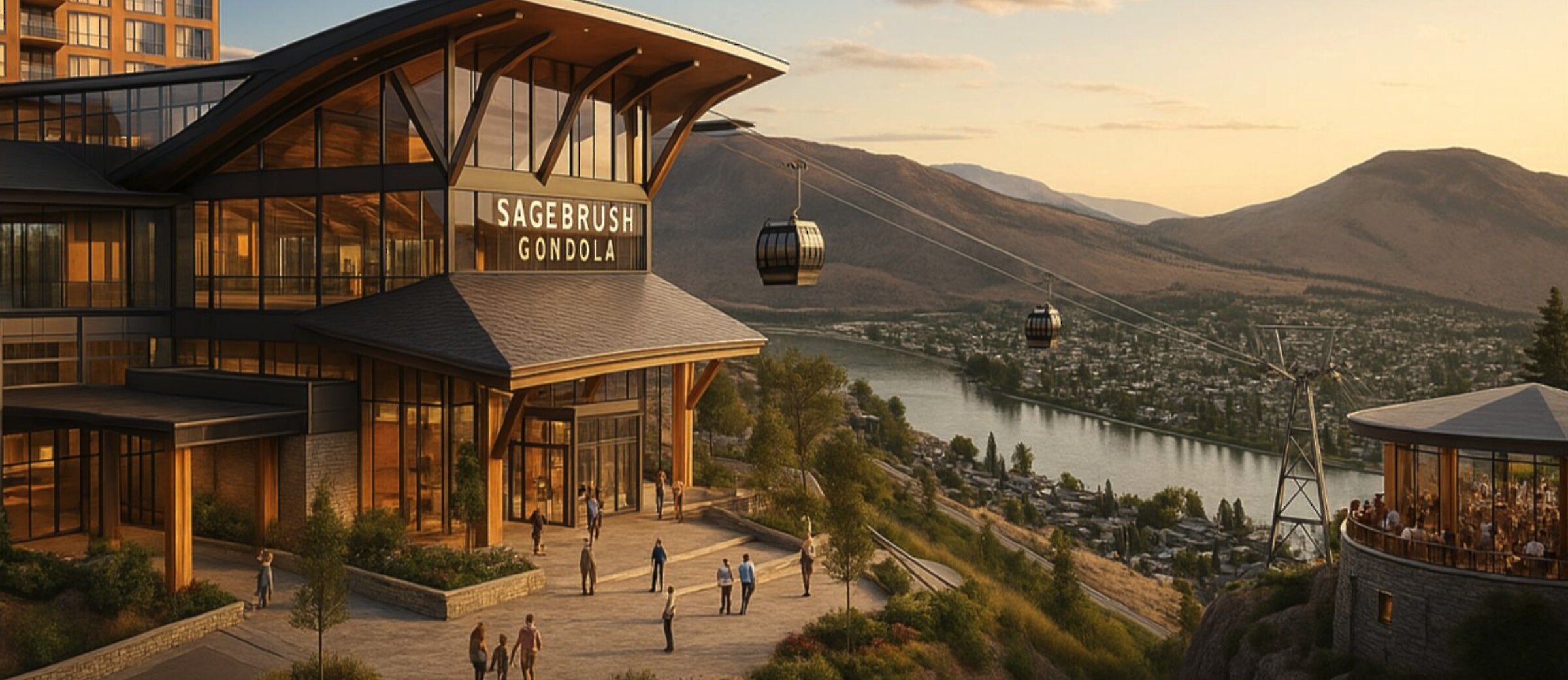 Proposed Kamloops Gondola alignment, McArthur Island to TRU to Aberdeen Multiplex