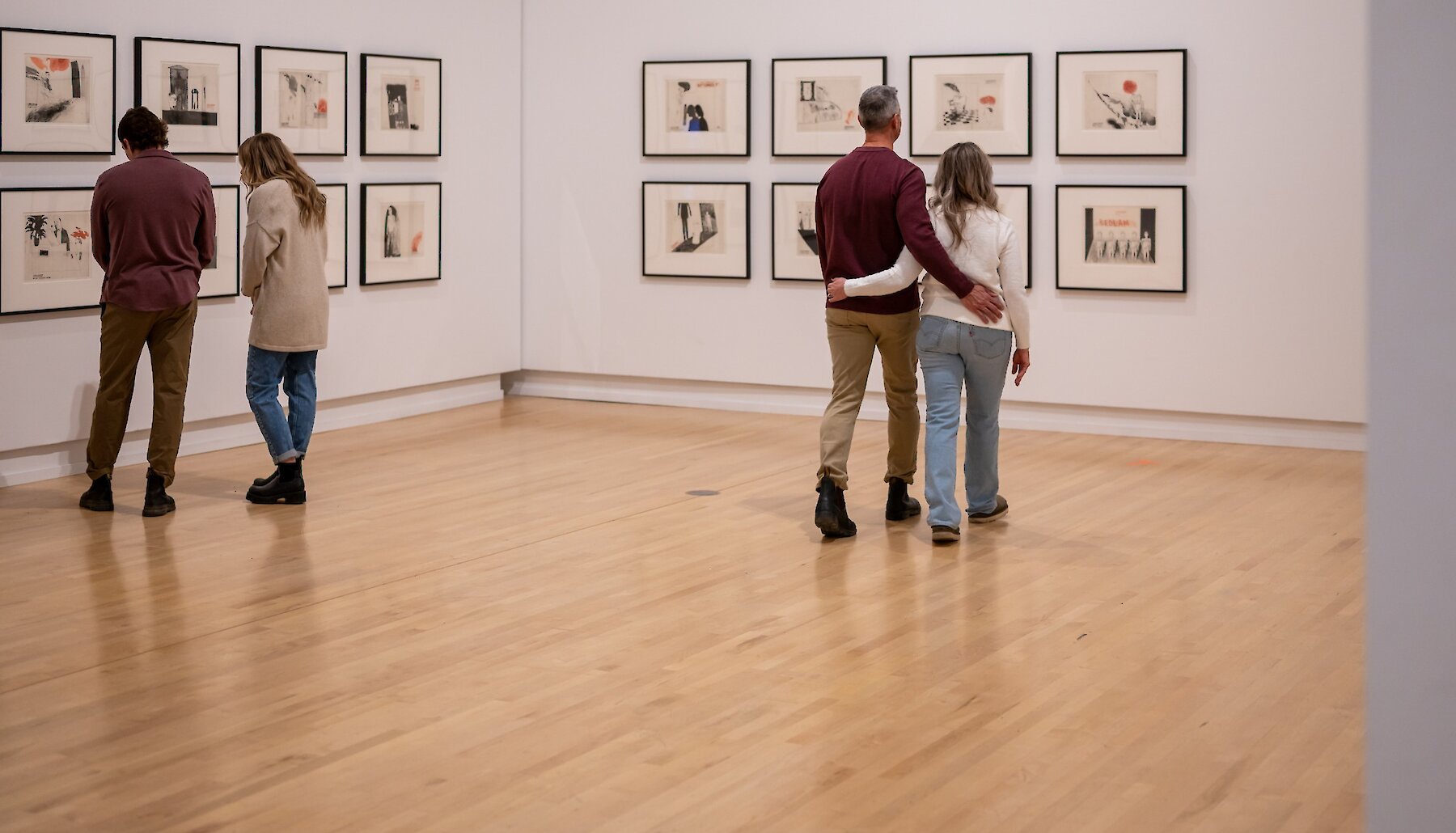 Visitors viewing contemporary artwork at the Kamloops Art Gallery.